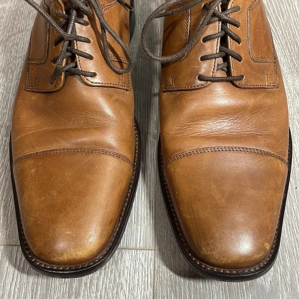 J. Murphy by Johnston & Murphy Leather Novick Lace Up Cap Toe Oxfords Brown 8M